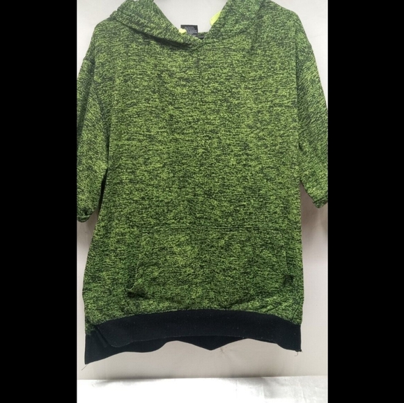 SOUTH POLE Marled Green Pull Over Short Sleeved Hooded French Terry Sweatshirt - Picture 1 of 8